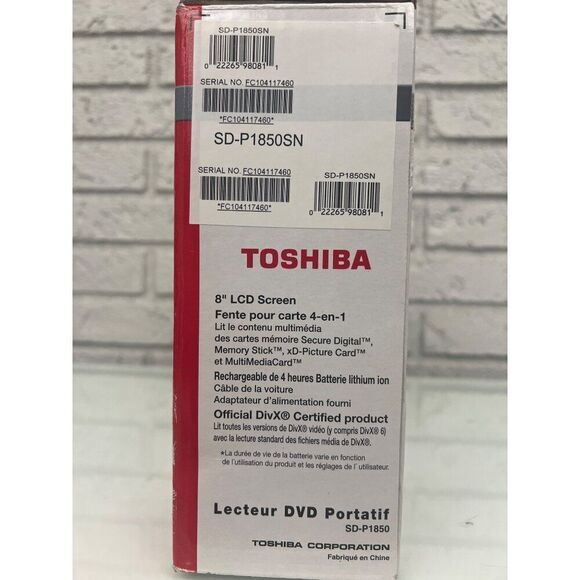 Toshiba 8” Diagonal Widescreen Portable DVD Player - Picture 6 of 8